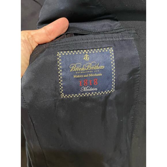 Brooks Brothers 1818 Madison Saxxon Wool Blazer Men’s 40L / 34W Navy Made in USA - Picture 9 of 13